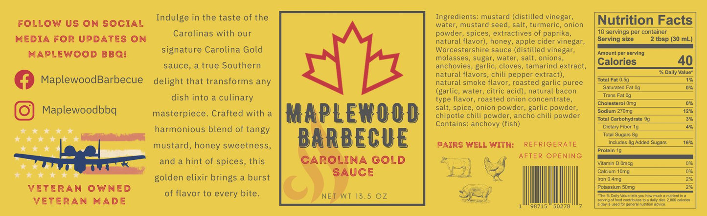 Carolina Gold Mustard Sauce - Gallon